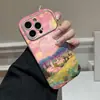 Funda para Teléfono Pintura al Óleo Noche Estrellada en Tono Rosa Adecuada para iPhone 17 Pro Max y Apple 16, Funda Protectora de Cuero Anti-Caídas de Cobertura Total