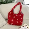 61111 Bolsa de Pelúcia Estilo Laço Estéreo, Bolsa de Ombro para o Dia a Dia, Bolsa Colete Simples e Estilosa de Grande Capacidade para Mulheres
