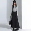 Falda negra estilo traje de cola de pez para mujer, nueva colección de otoño, adelgazante, versátil, elegante falda midi, falda ajustada al cuerpo