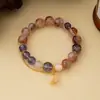 Nuevo Pulsera de Ojo de Tigre de Piedra Cristalina Colorida Estilo Chino con Diseño de Círculo Único Bañado en Oro, Ofreciendo una Sensación de Lujo Ligero y de Alta Gama, Atrayendo Riqueza y Buena Fortuna