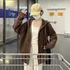 Top casual azul marino para mujer 2026 nuevo otoño con capucha suelto fino cárdigan chaqueta sudadera oversize