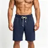 Pantalones Cortos Deportivos Casuales de Peso Pesado Estilo Americano para Hombre de Comercio Exterior Transfronterizo, Verano Sueltos Rectos de Algodón y Lino de Cinco Puntos, Delgados y Transpirables