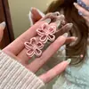 Brincos de flor de cinco pétalas azul e rosa super fada para mulheres, com pinos de prata, frescos e doces, com um toque de alta qualidade, charme jovial e efeito de emagrecimento facial