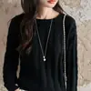 26 Suéter de Tricô Gola Redonda 100% Algodão Outono/Inverno para Mulheres, Tricô Trançado Vintage, Malha Grossa de Sete Fios, Top Suéter Quente para Usar por Baixo