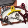 Pinza para el pelo cruzada con estampado de leopardo, nueva, para PC, moda francesa, pinza de tiburón de alta gama