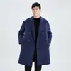 Nuevo Abrigo de Lana para Hombre de Otoño e Invierno Transfronterizo con Cuello de Solapa, Doble Botonadura, Abrigo de Lana de Doble Cara, Chaqueta de Lana Suelta para Hombre