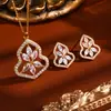 Moda Transfronteriza Temperamento Lujo Ligero Zirconia Cúbica Completa Elemento Exquisito Estilo Cobre Microincrustado Set de Pendientes y Collar Combinación