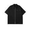 Camisa Americana Retro Negra con Cremallera Delgada de Manga Corta para Hombre y Mujer Verano Nueva Marca de Moda Estilo Holgado Bf Top Versátil