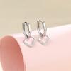 Selección de Arte Pendientes de Moda Coreana al por Mayor Pendientes Rombo Hueco Estilo Minimalista Aro Simple Exquisito Cubo de Circonita Puños para Orejas
