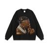 Camiseta de marca de moda callejera estadounidense, de gran tamaño, con estampado de hip-hop, lavada, informal, de manga corta para pareja mayor