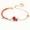 Pulseira Original Fique Rico Logo para Mulheres, Prata Pura, Novo Estilo Chinês Ano do Cavalo Pulseira de Fio Vermelho, Moeda de Ágata Vermelha Joia de Unicórnio
