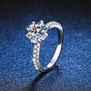 Anel de Moissanita em Prata de Lei S925 Feminino Seiko Banhado a Platina Luxo Leve Garra de Tigre Anel de Moissanita 2 quilates Cor D Anel de Casamento