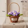 Tejido Transfronterizo Estilo Nuevo Cesta Pequeña de Flores Planta en Maceta Hilo Hecho a Mano Crochet Flor Pomposa Rosa Exquisita Decoración de Escritorio Adorno