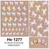 Redanco5D Repujado Popular Dibujos Animados Pegatina para Uñas Caballo Colorido Lindo Pegatina Estéreo para Uñas He1277