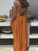 2026 Cross-Border Amazon Aliexpress Novo Vestido de Malha com Suspensório Feminino Costas Abertas Solto Roupa de Casa Primavera e Verão