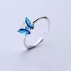 Anillo Mariposa Azul Moda Japonesa y Coreana Temperamento Mori Pequeño Fresco Dulce Lindo Anillo de Insecto Suministro de Comercio Electrónico