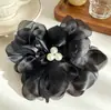 Horquilla elegante con forma de flor de gasa para mujer, estilo verano, con diseño de tiburón, estilo retro