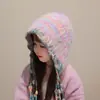 Nuevo Gorro de Lana Tejido Fair Isle para Mujer en Otoño e Invierno Cálido Pasamontañas Gorro Engrosado con Protección para los Oídos