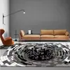 Alfombra de Piso de Payaso Blanco y Negro con Trampa Visual 3D Transfronteriza para Sala de Estar, Alfombra Completa Tridimensional Resistente a Manchas y al Desgaste, Manta para Sofá y Mesa de Café