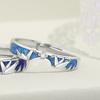 Anillo de pareja de grulla de papel diseño original esmalte epoxi plata de ley 925 anillo abierto hombres y mujeres regalo del Día de San Valentín