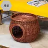 Yut nova casa de gato universal cama de gato de rattan cesta dupla de vime casa de animal de estimação ninho de gato de carro destacável e lavável animal de estimação