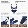 Conjunto de Lencería Sexy de Malla Bordada con Aros de Alta Calidad para Mujer Tanga Talla Grande
