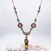 Colar de contas de cerâmica colorida Moda Retro Novo Estilo Chinês Personalidade Colar Longo Camada Dupla Colar Colar Avançado Atacado