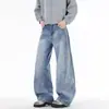 Nuevos Jeans de Pierna Ancha Estilo Americano Lavados con Rayas Laterales y Efecto Desgastado para Hombre Primavera 2026, Elegantes Pantalones