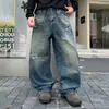 Jeans para hombre estilo americano, desgastados, rotos, corte holgado, pierna recta, colección otoño 2026, pantalones largos de pierna ancha lavados de moda, venta al por mayor