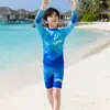 Traje de baño infantil de manga larga con protección solar Amazon, de dos piezas, transpirable para verano para niños, adecuado para niños mayores, traje de baño para vacaciones en la playa