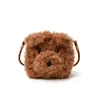 2026 Nueva Bolsa Cruzada de Peluche de Oso de Dibujos Animados para Mujer, Linda Mini Bolsa Peluda, Diseño Nicho Bolsa de Un Solo Hombro, Trendy