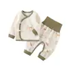Ropa de Otoño para Bebé Conjunto Separado de Cintura Alta para Recién Nacido Algodón Puro Clase A Ropa Interior Ceñida Pijama Conjunto de Ropa Exterior Cálida