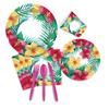 Nuevo Tema de Cumpleaños de Flor de Hibisco Hawaiano Vasos de Papel Desechables Platos de Papel Servilletas Cuchillo, Tenedor y Cuchara Suministros para Vajilla de Fiesta