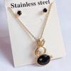Oferta Especial Nova Moda Moda Personalizada Versátil Aço Titânio Colar Brincos conjunto Feminino alta qualidade Preservação de Cor Processo de Fundição