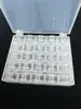 Caja de bobinas juego completo cinta métrica suave tijeras pelacables caja de bobinas de máquina de coser de plástico transparente 36 bobinas 25 compartimentos