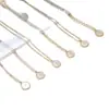 Collar Colgante Redondo Cruzado de Oro Laminado de 14K Más Vendido Transfronterizo, Cadena Sencilla y Versátil para la Clavícula, Joyería para el Trabajo al por Mayor