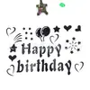 Em estoque atacado adesivos de bola de onda Inglês Feliz Aniversário acessórios de balão de onda transparente adesivos de balão
