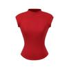 Camiseta Sem Mangas Moderna e Estilosa com Gola Média Alta para o Verão, Versátil Top Curto Slim de Cor Sólida