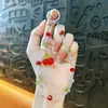 Cadena Creativa de Cerezas con Perlas para Teléfono Móvil Llavero Colgante Lindo para Bolso Llavero de Coche Colgante Pequeño para Teléfono Móvil
