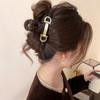Pinza para el cabello de felpa de invierno con lazo Retro Elegante para la parte posterior de la cabeza Pinza de tiburón Estilo coreano Ins Accesorios para el cabello de agarre de alta gama