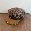 Chapéu Octogonal de Camurça Estampa Leopardo Retrô, Boina Estilo Hottie do Milênio, Chapéu de Pintor de Rua da Moda, Boina de Jovem Jornaleiro Estrela
