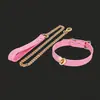 Set de collar de corazón de cuero SM y pinzas para pezones, con una pinza para pezones de lazo con diamantes rosas y un collar de correa, para juegos de rol y juguetes para adultos
