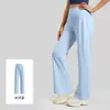 Pantalones de yoga con bolsillo trasero color durazno, holgados y transpirables, corte recto, realzan la altura, adelgazantes, de cintura alta, levanta glúteos
