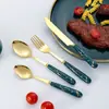 Amazon Juego de Cubiertos de Acero Inoxidable, Tenedor y Cuchara, Set de 24 Piezas, Cuchillo, Tenedor y Cuchara para Steak Estilo Occidental, Caja de Regalo, Económico, Mango Imitación Cerámica