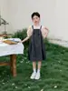 Conjunto de Camisa Estilo Muñeca de Manga Corta y Falda con Tirantes para Niñas Mayores, Ropa Infantil, Conjunto de Dos Piezas de Camiseta y Vestido para Niñas