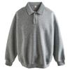 400g suéter pesado masculino outono maré marca ins lapela solta casaco cor sólida simples camisa polo manga longa cinza