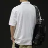 Nova camisa polo masculina de verão, elegante e descolada, tamanho grande, top casual de manga curta, camiseta moderna solta de meia manga