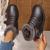 Zapatos de Algodón para Mujeres de Mediana Edad y Mayores Invierno 2026 Suela Plana Antideslizante Calentitos Engrosados Botines Cortos para Mayores Suela Suave Zapatos de Piel con Felpa