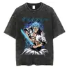 Camiseta Bleach Lavada Anime Harajuku Streetwear Gráfica Vintage