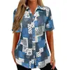 2025 Comércio Exterior Transfronteiriço Europeu e Americano Nova Roupa Feminina Cardigã com Gola Lapela Camiseta Estampada Casual Solta com Barra Curva para Mulheres